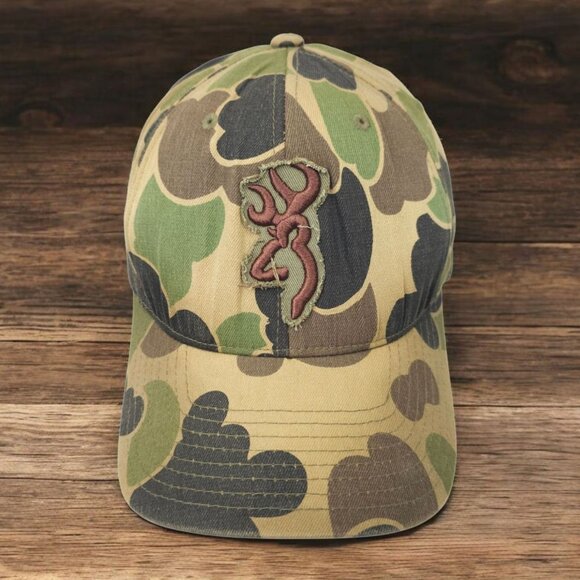 Browning Camo FlexFit L/XL Camo Cap Hat Baseball Hunter Trucker Embroidered Logo - Picture 1 of 14